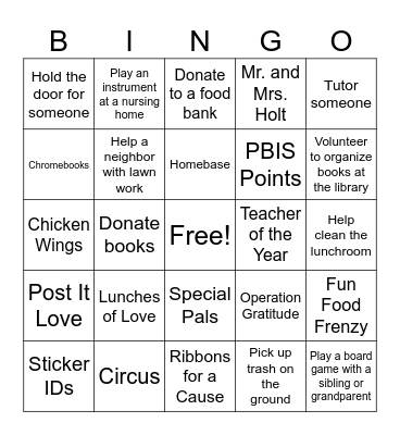 Titans Care Bingo Card