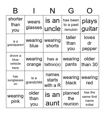 Get To Know Family Bingo Card