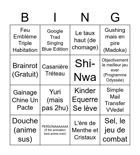 Blind Test Elinor Mako Bingo Card