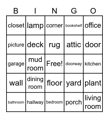 Rooms Bingo Card