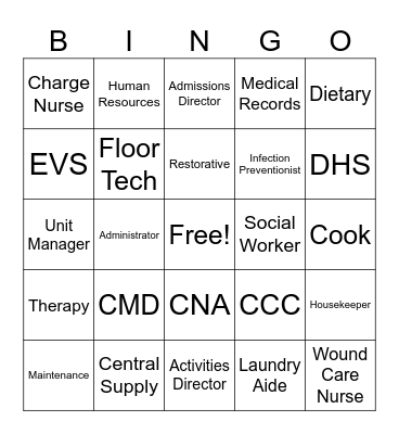 National Nursing Home Week Bingo Card