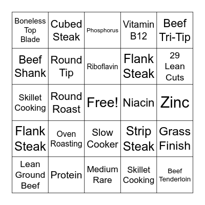 BIG 10 BEEF-O Bingo Card