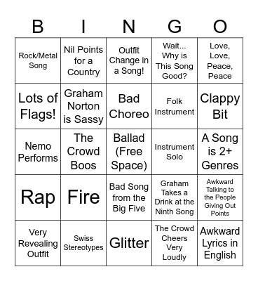 Eurovision: Let's Bin-Go!!!! Bingo Card
