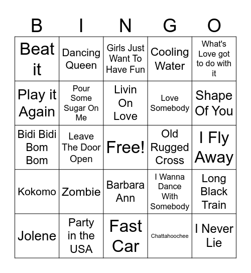 Mix-Tape Bingo Card
