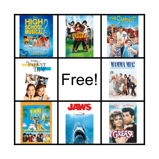 Summer Movie Bingo Card