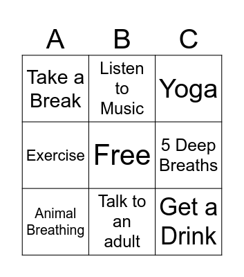 Coping Strategies Bingo Card