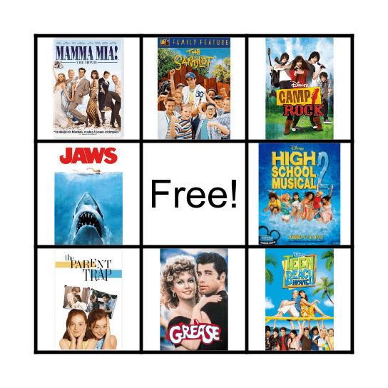 Summer Movie Bingo Card