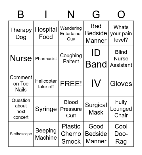 Chemo Bingo Card