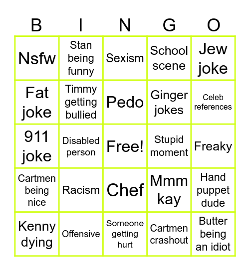 Tt Bingo Card