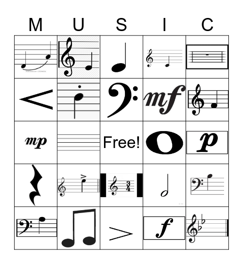 MUSIC Theory Bingo Card