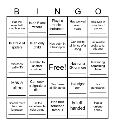 CORE Session II Bingo Card