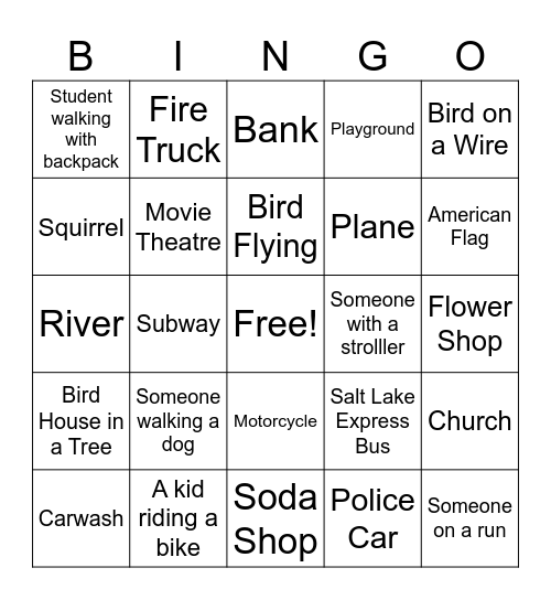 Rexburg Bingo Card