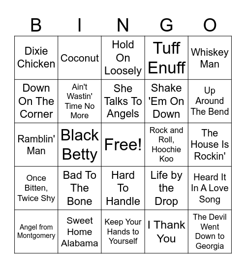 SOUTHERN ROCK Bingo Card