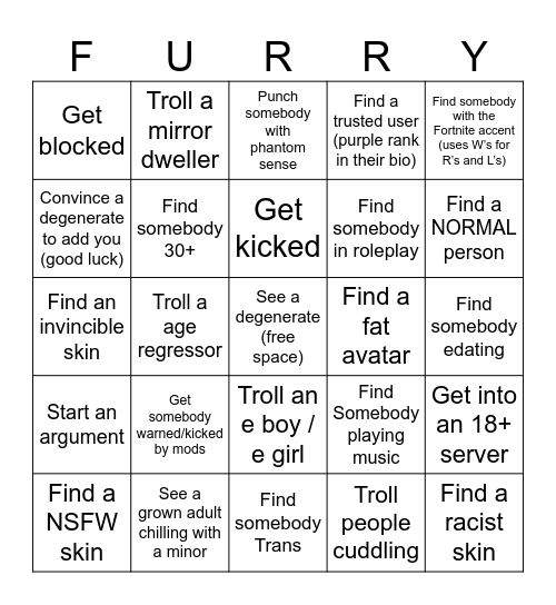 VRChat Bingo Card