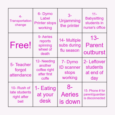 End of Year Bingo Card
