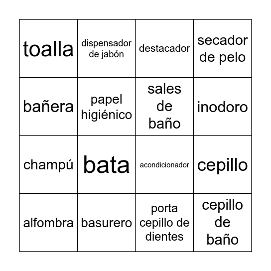 Baño Bingo Card