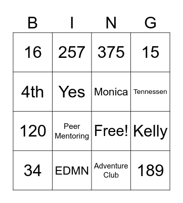 EA Party Bingo! Bingo Card