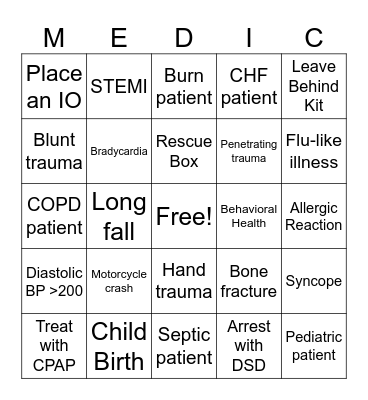 MEDIC BINGO Card
