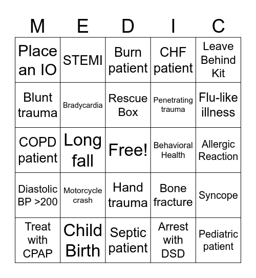 MEDIC BINGO Card