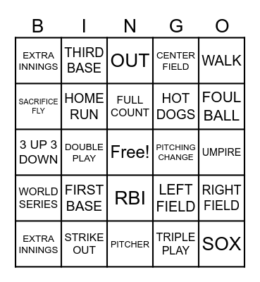 BASEBALL BINGO Card