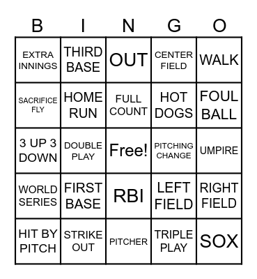 BASEBALL BINGO Card