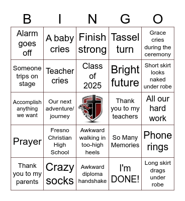 GRADUATION 2025 Bingo Card