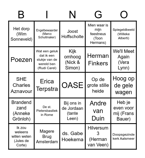Bingo OASE Bingo Card