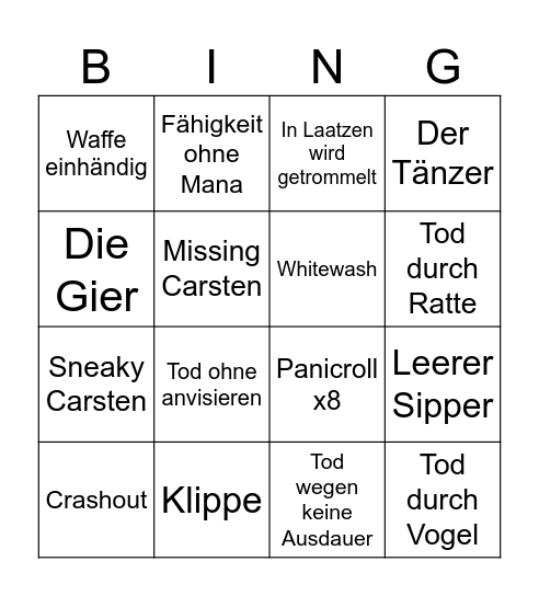 Carsten ER Bingo Card
