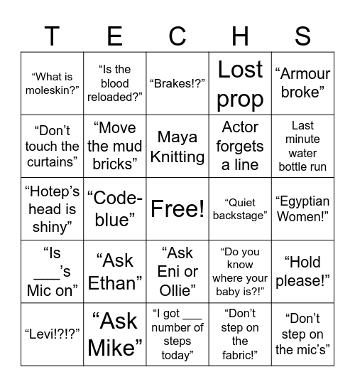 TECHTEAM Bingo Card