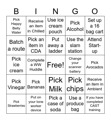 GFC Bingo Card