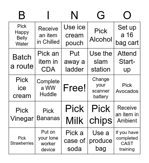 GFC Bingo Card