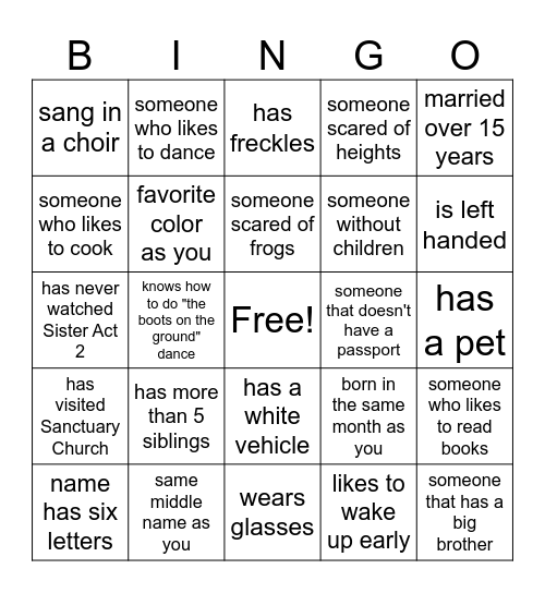 Find Someone Who...... Bingo Card