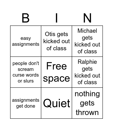 good things that happen in 4th period social studies Bingo Card