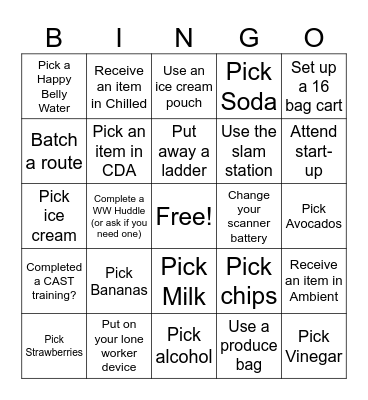 GFC Bingo Card