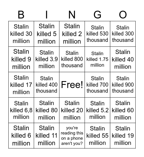 Communism bingo Card