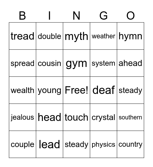 ea, ou, y Bingo Card