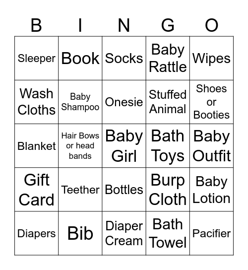 Baby Sprinkle Bingo Card