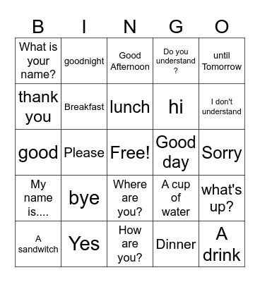 Common Spanish Phrases Bingo Card