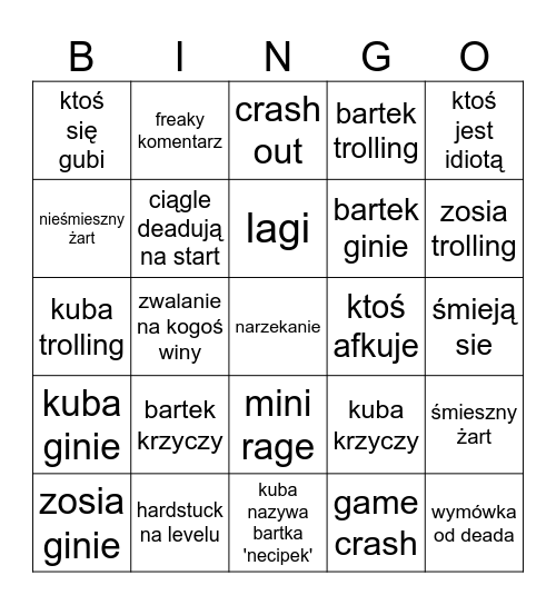 bak rums Bingo Card