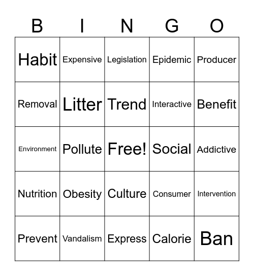 Vocabulary 2024-25 Bingo Card