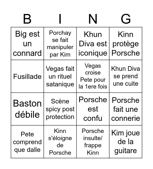 Kinnporsche episode 5 Bingo Card