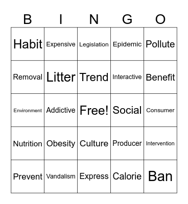 2024-2025 Vocabulary Bingo Card