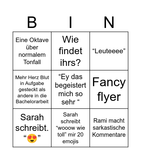 Lena ist excited edition Bingo Card