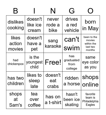 Find Someone Who.... Bingo Card