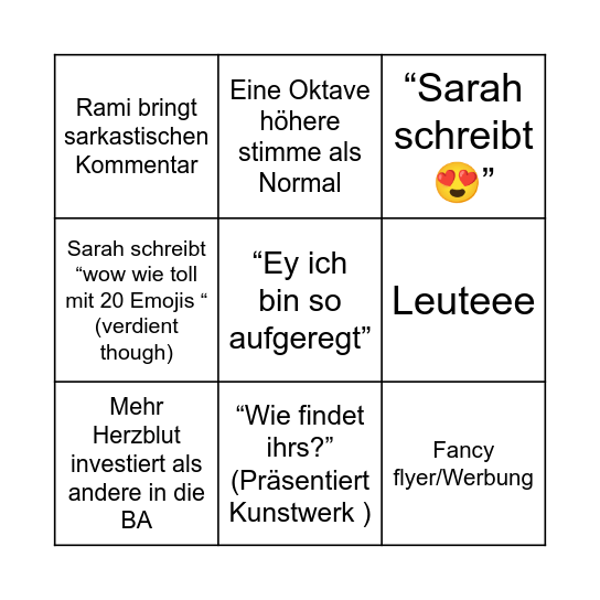 lena ist aufgeregt edition Bingo Card