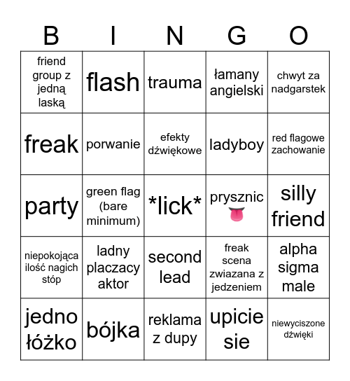 bed friend Bingo Card