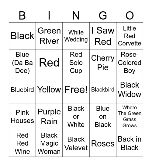 Colors Bingo Card