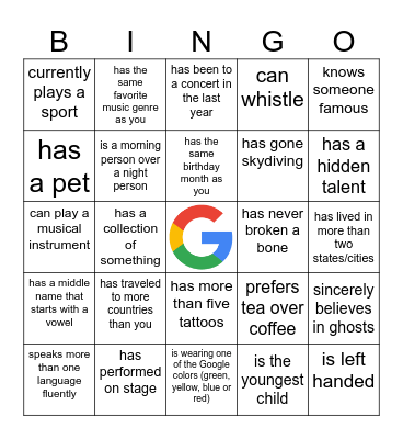 Find someone who... Bingo Card