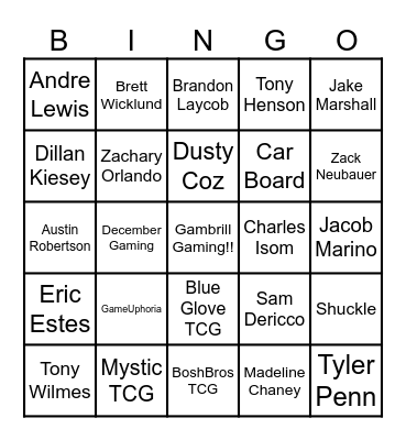 Wentzville Card Show Bingo! Bingo Card