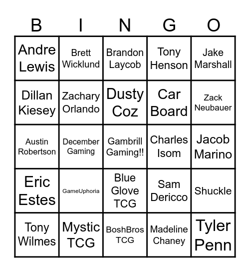 Wentzville Card Show Bingo! Bingo Card